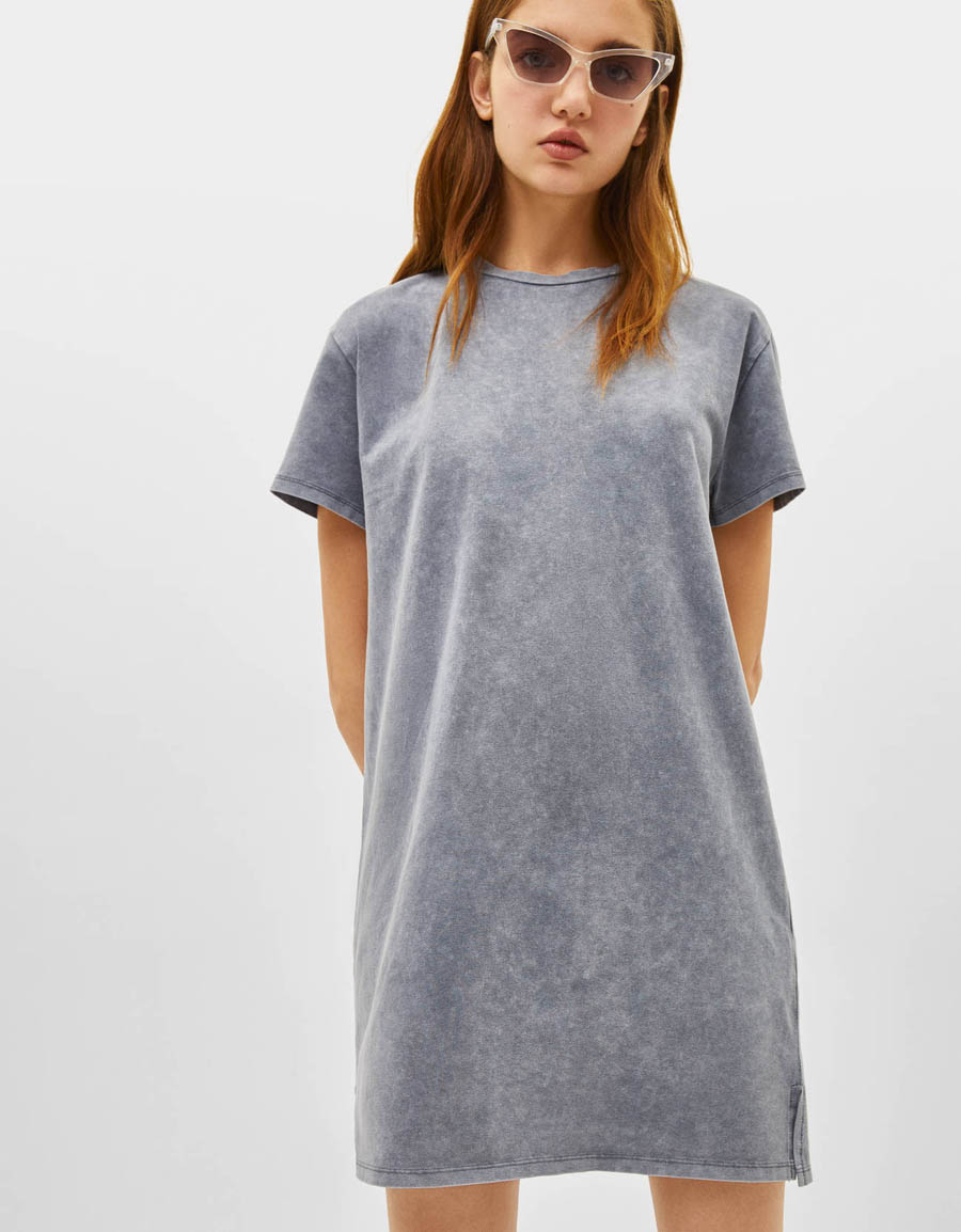 Washed Grey T-Shirt Dress