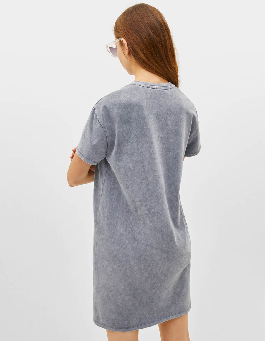 Washed Grey T-Shirt Dress Hover