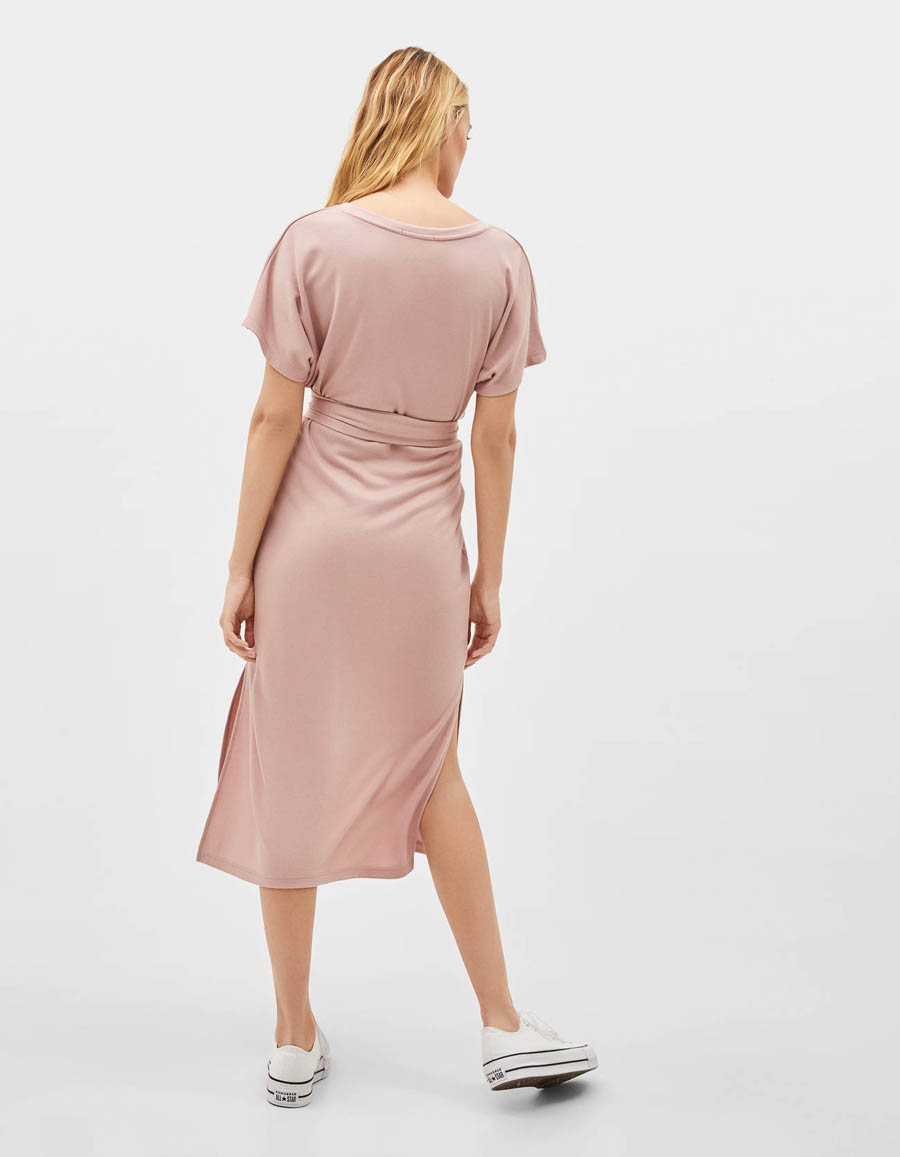 Blush Wrap Belted Midi Dress Hover